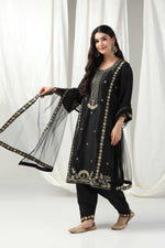 Load image into Gallery viewer, Elegant dori hand embroidered suit with salwar and dupatta