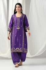 Load image into Gallery viewer, Elegant dori hand embroidered suit with salwar and dupatta