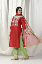 Load image into Gallery viewer, Embroidered kurti with salwar and dupatta