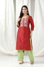 Load image into Gallery viewer, Embroidered kurti with salwar and dupatta