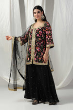 Load image into Gallery viewer, Designer kurti with sharara and dupatta