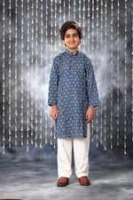 Load image into Gallery viewer, Blue Jaipuri Handblock Print Co-ord Kurta Set