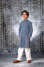 Load image into Gallery viewer, Blue Jaipuri Handblock Print Co-ord Kurta Set