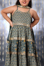 Load image into Gallery viewer, Grey Jaipuri Tiered Double Print Sleeveless Maxi Dress Only