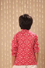 Load image into Gallery viewer, Red Ikat Short Kurta with White Pant Co-ord Set