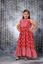 Load image into Gallery viewer, Red Jaipuri Double Print Maxi Dress Only