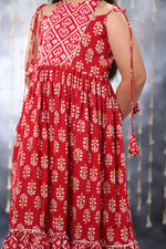 Load image into Gallery viewer, Red Jaipuri Double Print Maxi Dress Only