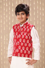 Load image into Gallery viewer, Red Jaipuri Floral Motif Handblock Print Jacket Only