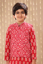 Load image into Gallery viewer, Red Jaipuri Ikat Handblock Print Jacket Only