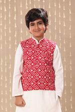 Load image into Gallery viewer, Red Jaipuri Ikat Handblock Print Jacket Only