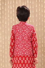 Load image into Gallery viewer, Red Jaipuri Ikat Handblock Print Jacket Only