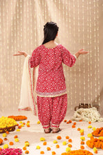 Load image into Gallery viewer, Red Jaipuri Print Kurta with Salwar Suit Set