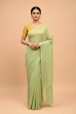 Load image into Gallery viewer, Pistachio Pearl Embroidered Saree