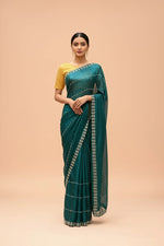 Load image into Gallery viewer, Emerald Wave Embroidered Saree