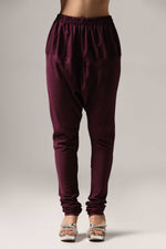 Load image into Gallery viewer, Purple raw silk machine embroidered anarkali paired with churidar and a matching net dupatta.
