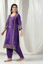 Load image into Gallery viewer, Elegant dori hand embroidered suit with salwar and dupatta

