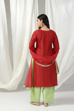 Load image into Gallery viewer, Embroidered kurti with salwar and  dupatta
