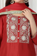 Load image into Gallery viewer, Embroidered kurti with salwar and  dupatta
