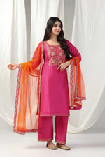 Load image into Gallery viewer, Embroidered kurti with salwar and  dupatta
