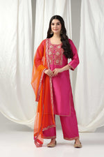 Load image into Gallery viewer, Embroidered kurti with salwar and  dupatta
