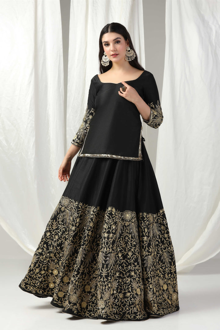 Designer kurti with lehenga and dupatta