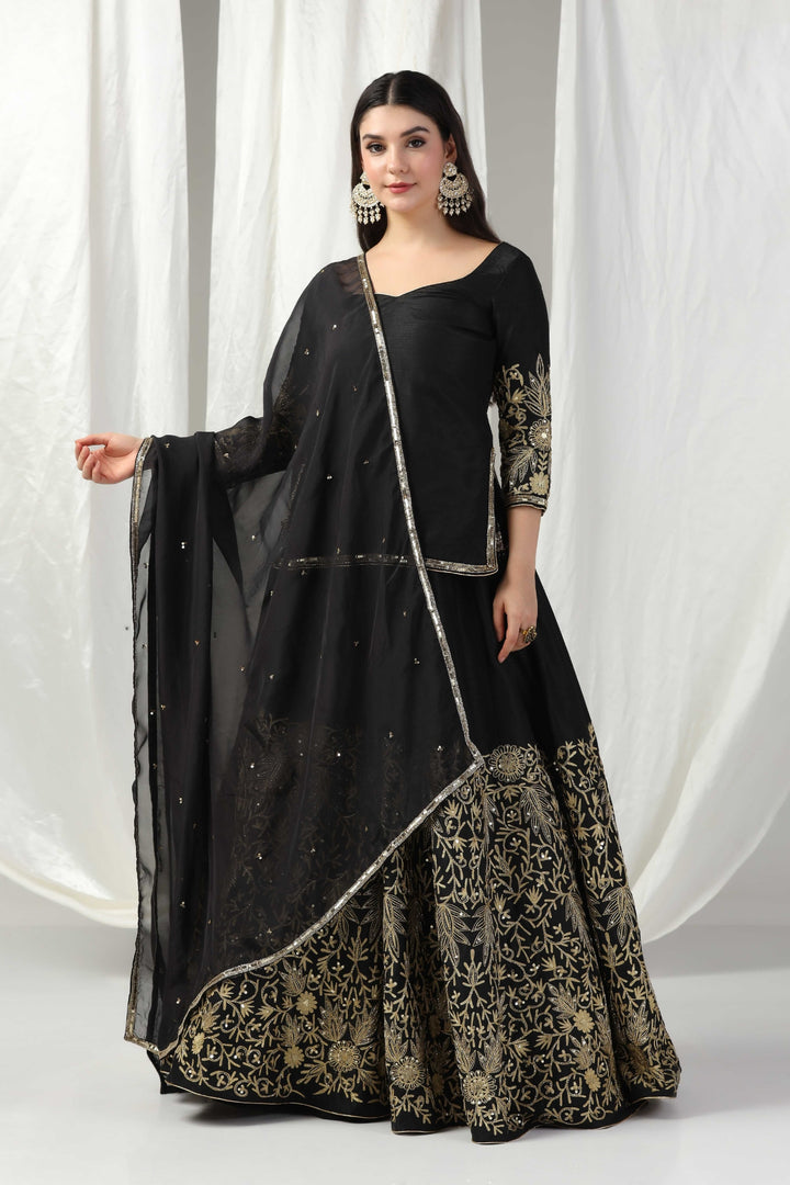 Designer kurti with lehenga and dupatta