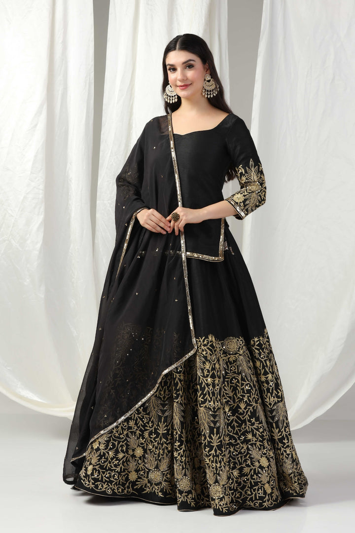 Designer kurti with lehenga and dupatta