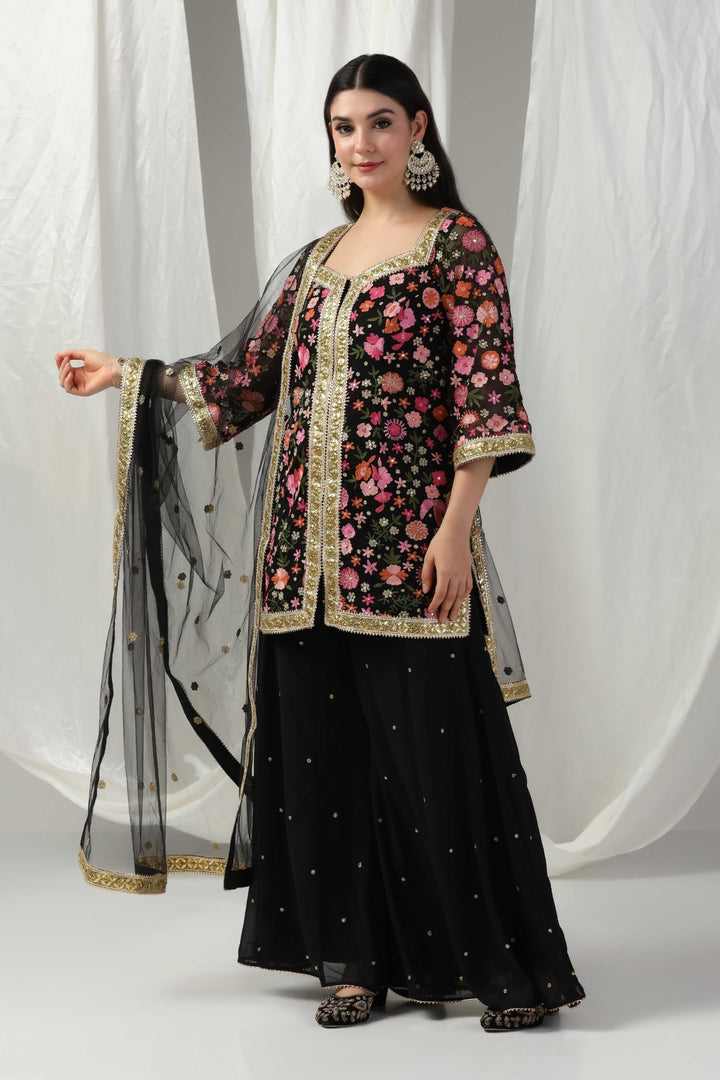 Designer kurti with sharara and dupatta