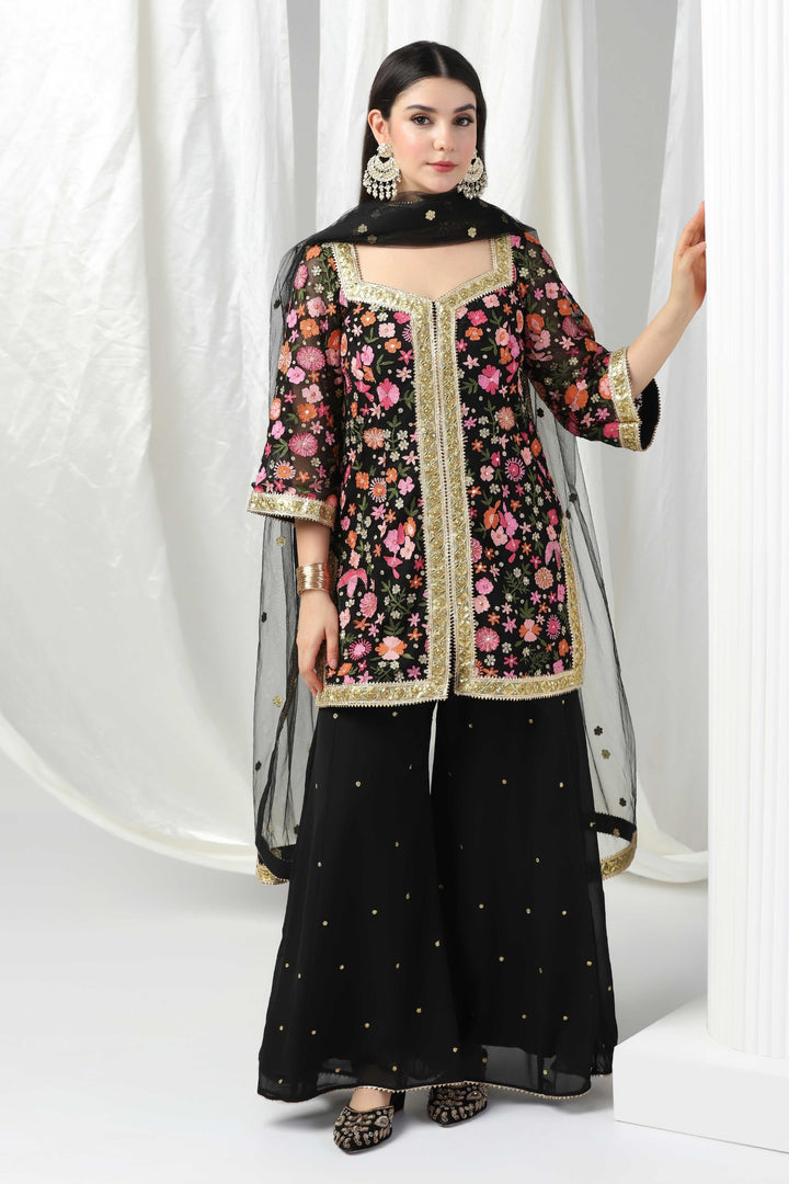 Designer kurti with sharara and dupatta