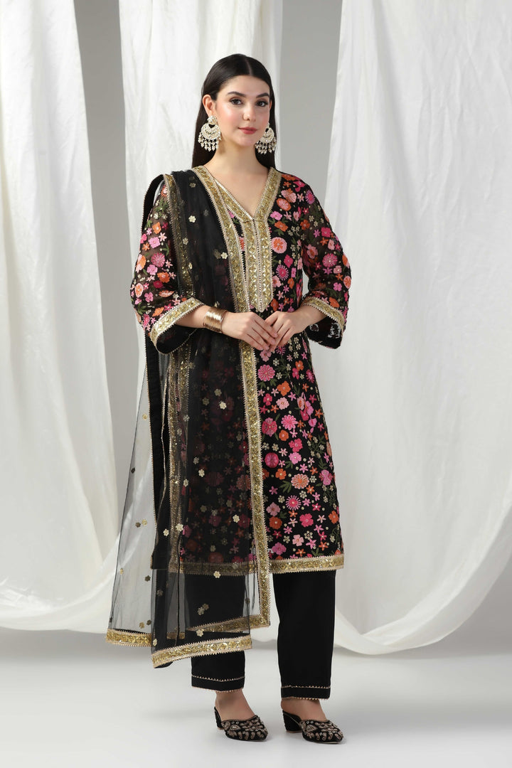 Resham thread work with pants and dupatta