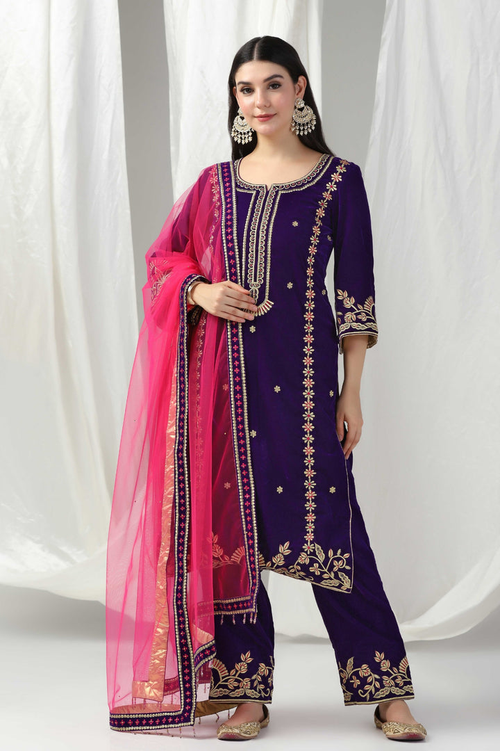 Velvet kurta with dupatta