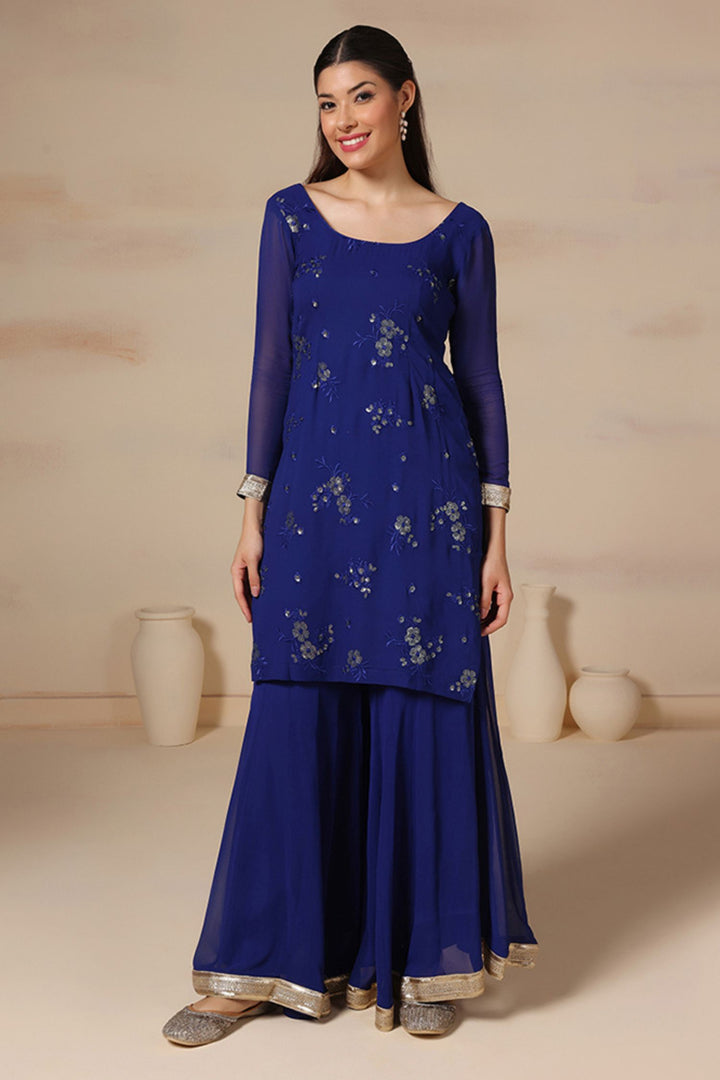 Ombre Dupatta with Embroidered Kurta & Sharara