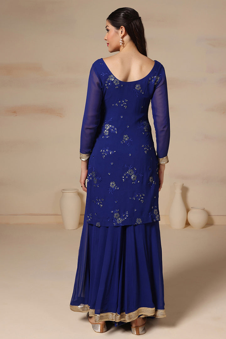 Ombre Dupatta with Embroidered Kurta & Sharara