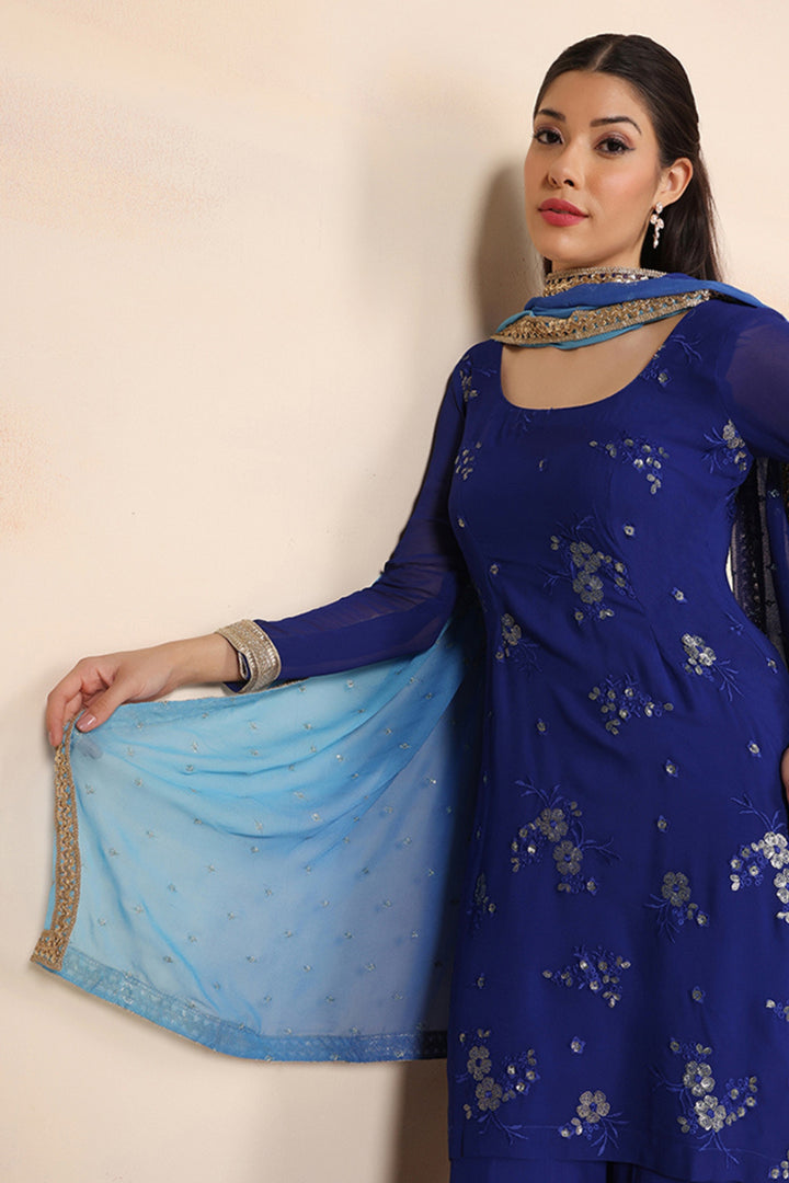 Ombre Dupatta with Embroidered Kurta & Sharara