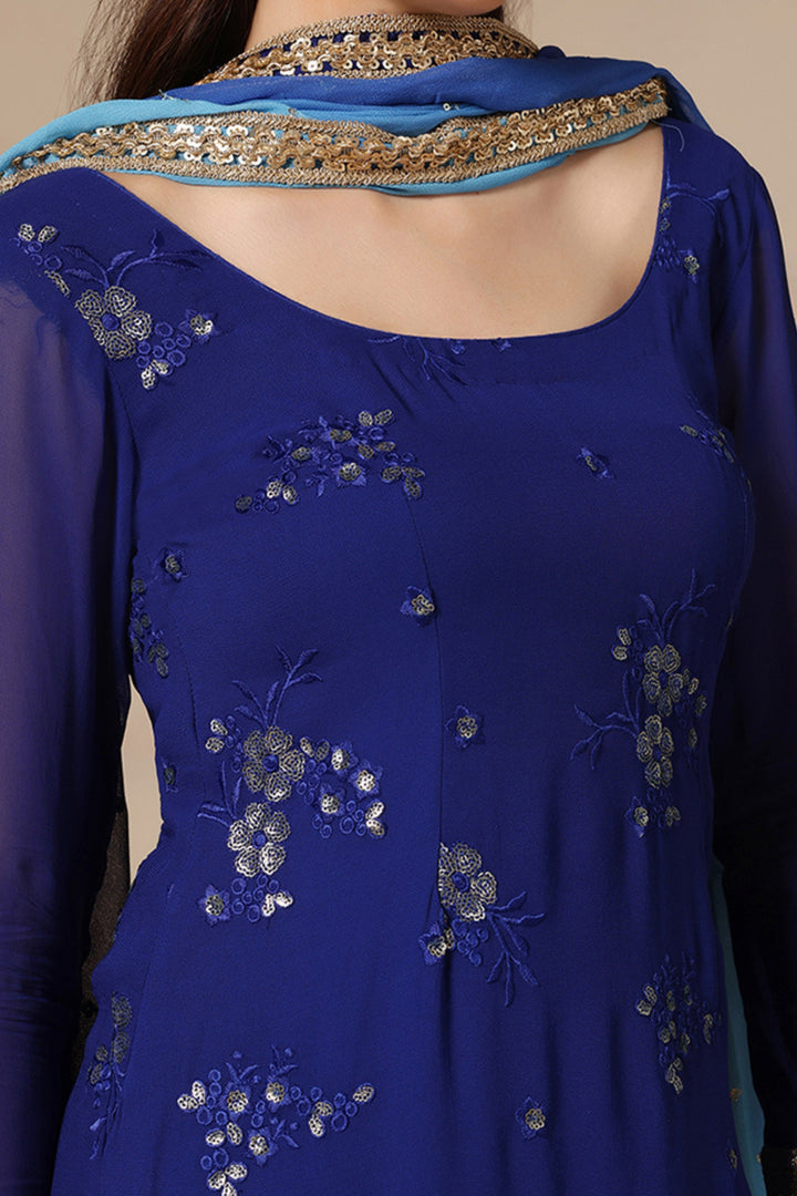 Ombre Dupatta with Embroidered Kurta & Sharara