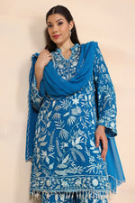 Load image into Gallery viewer, Thread Embroidered Pearl Work Kurta with Loose Pants
