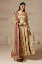 Load image into Gallery viewer, Golden Embroidered Anarkali Set