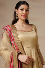 Load image into Gallery viewer, Golden Embroidered Anarkali Set