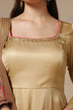 Load image into Gallery viewer, Golden Embroidered Anarkali Set