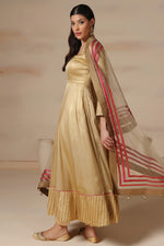 Load image into Gallery viewer, Golden Embroidered Anarkali Set