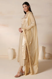 Silk Gold Anarkali Set