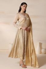 Load image into Gallery viewer, Silk Gold Anarkali Set