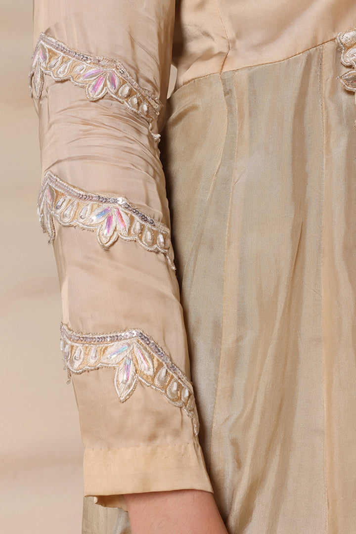 Silk Gold Anarkali Set