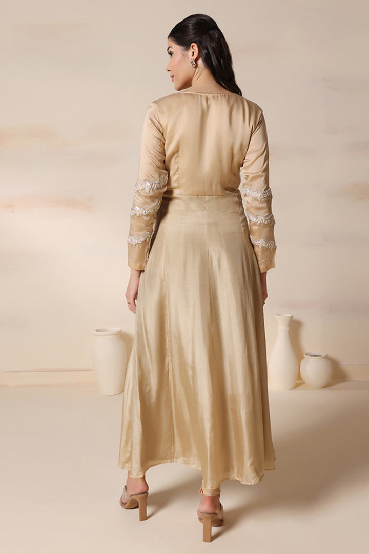 Silk Gold Anarkali Set