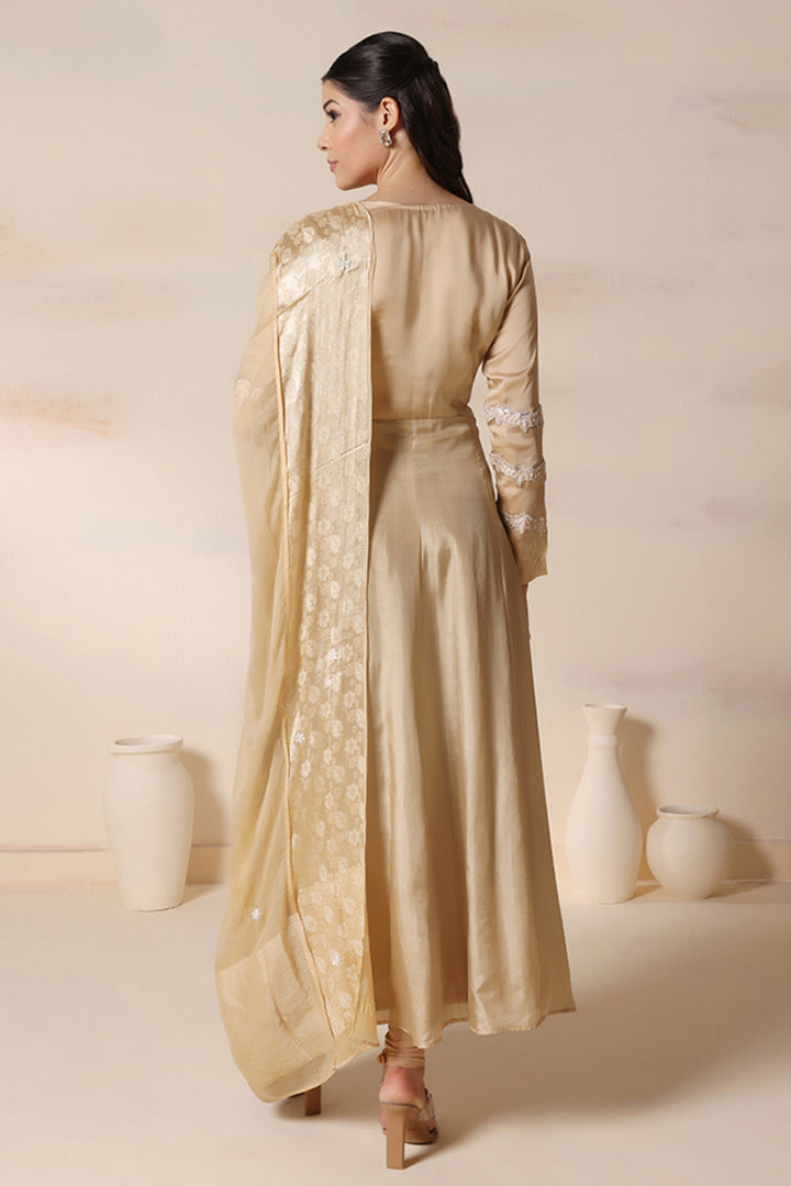 Silk Gold Anarkali Set