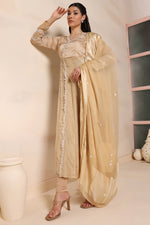 Load image into Gallery viewer, Silk Gold Anarkali Set