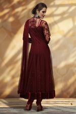 Load image into Gallery viewer, Maroon Embroidered Anarkali Set