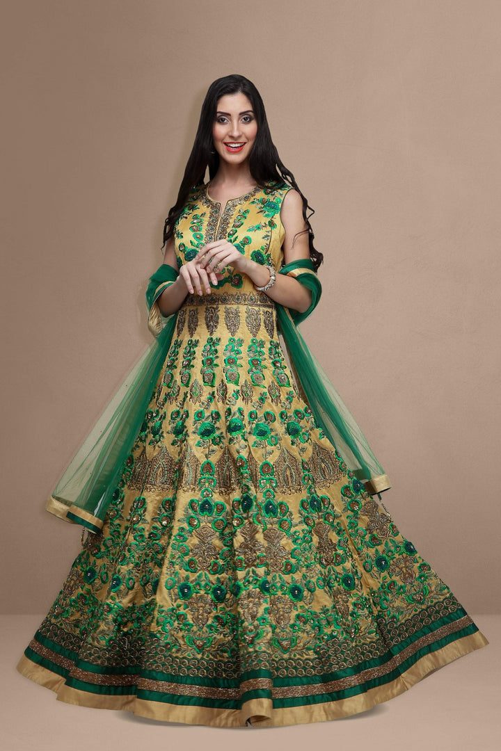 Green Embroidered Anarkali Set