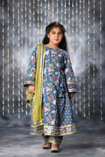 Load image into Gallery viewer, Blue Jaipuri Double Print Long Kurta Suit Set
