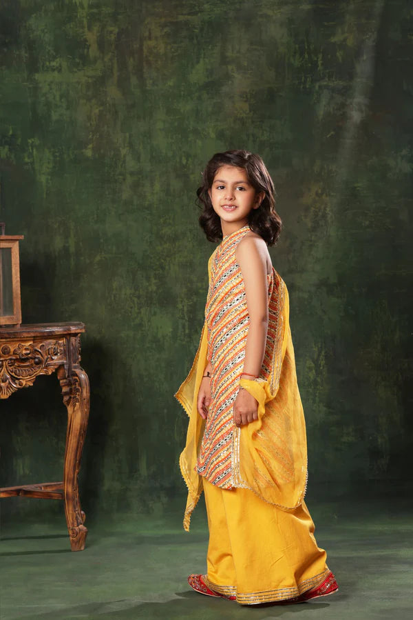 Chevron Linear Pattern Kurta with Palazzo Set